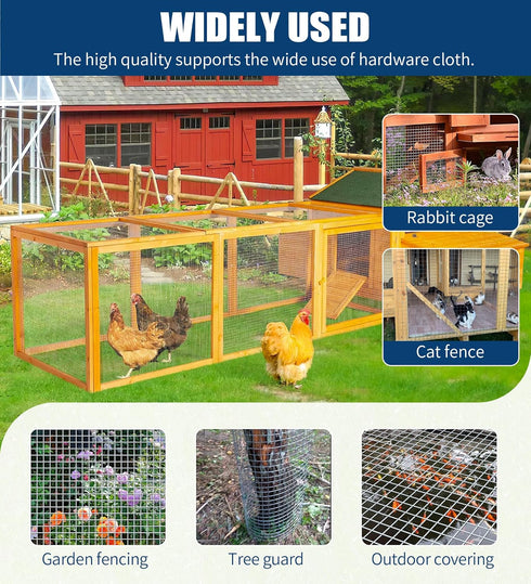 1/2 Inch 16 50 19 Hardware Cloth in x ft Gauge, Hot Dip Galvanized Mesh Rolls Welded Chicken Wire Fencing for Chicken