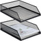 Hicarer 2 Pcs Black Metal Letter Tray, Stackable Desk Organizer for Paper Holder, 12.8 x 9.84 Inch