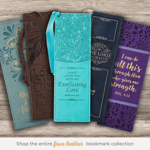 Christian Art Gifts Premium Vegan Leather Bookmark for Men & Women: Everlasting Love - Jeremiah 31:3, Teal