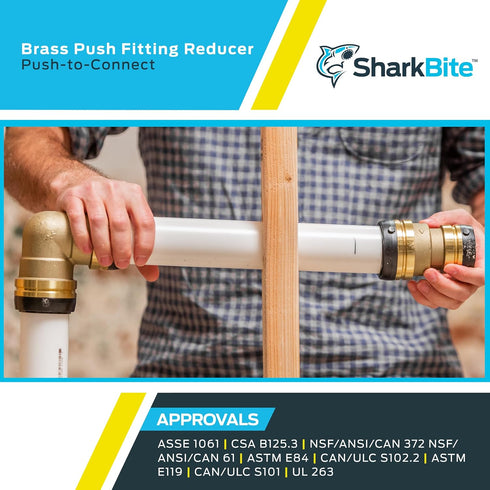SharkBite 1-1/4 Inch x 1 Inch CTS Fitting Reducer, Push to Connect Brass Plumbing Fitting for PEX Pipe