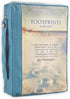 Christian Art Gifts Bible Cover, Men/Women's Footprints, Blue Poly Canvas, Medium