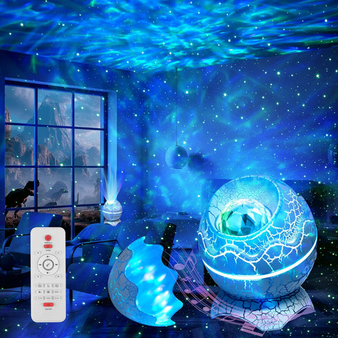 Star Projector Night Light, AIRIVO Dinosaur Egg Ocean Wave Galaxy Projector for