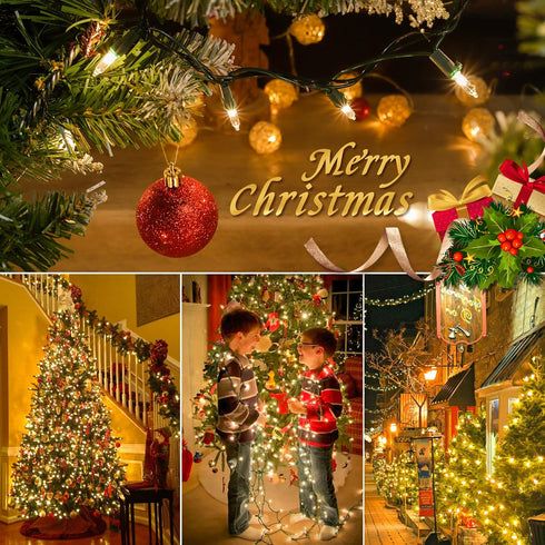 2 Pack 13ft 50 120V Hopolon Clear Mini Christmas String Lights on Green Wire Cord for Indoor Outdoor Use, Connectable