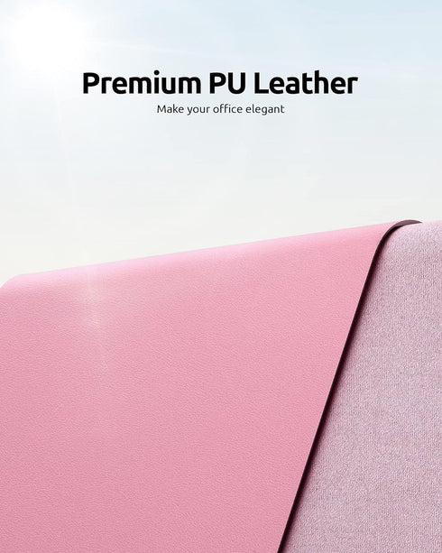 YSAGi Leather Desk Pad Protector, Office Desk Mat, Large Mouse Pad, Non-Slip PU Leather Desk Blotter, Laptop Desk Pad, Waterproof Desk Writing Pad for Office and Home (Pink, 23.6" x 13.8") by YSAGi
