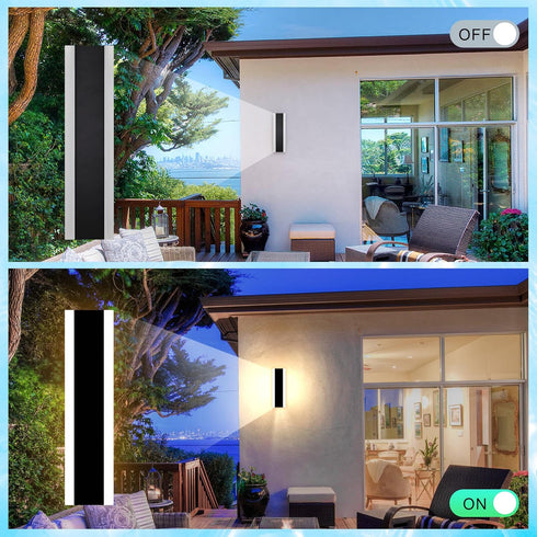 YCMGEAD Ip65 10w 3000k Bedroom,7.9'' Outdoor Wall Light Fixtures Modern Long LED Wall Sconce Black Exterior Light
