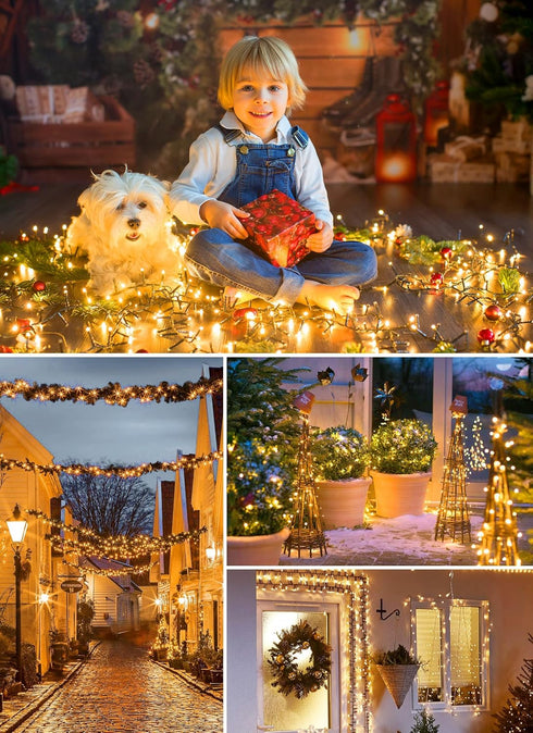 2 Pack 80FT 200 8 Solar String Lights Outdoor, Total LED Solar Powered String Lights with Lighting Modes, Waterproof