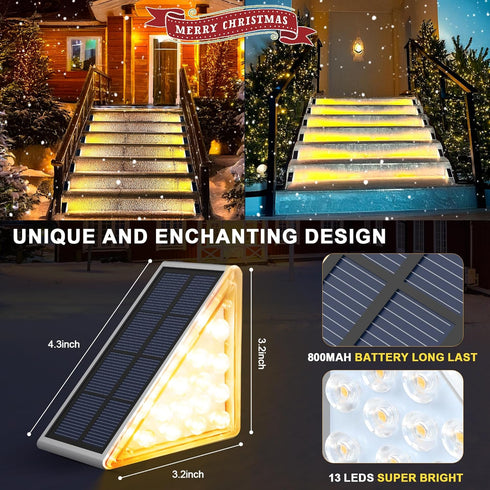 IP67 6 Pack LED Solar Step Lights Waterproof Outdoor Stair Lights, Solar Deck Lights Outdoor Decor Solar Decoration