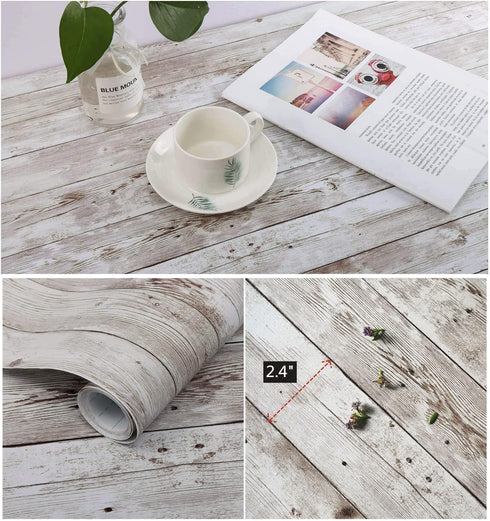 Heroad Brand Contact Paper for Cabinets Wood Peel and Stick Wallpaper Walls Countertops Realistic Decorative Shiplap Boards Self Adhesive 17.7''x6.6ft by Heroad