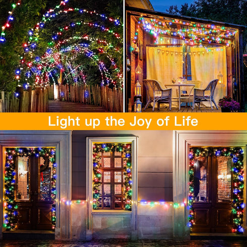 200LED 60FT 8 Ollny Christmas Lights Indoor, Multicolor Connectable Plug in String Light Outdoor, Modes Waterproof