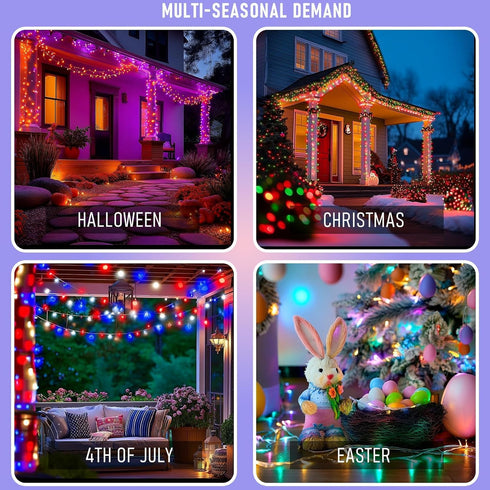 100 33FT TW SHINE Smart Christmas Lights, LED Color Changing Halloween String Lights Clear Wire with Remote & APP