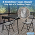8 7/8 Inch Gray Folding Chair V-Tip Stabilizer Caps, ID - Heavy Duty Nylon End Caps, Non-Marring Round Top of Leg