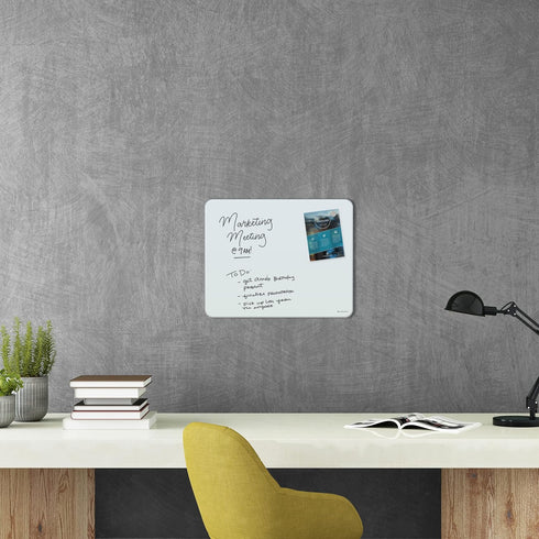 U Brands Magnetic Cubicle/Wall Glass Dry-Erase Board, 20 X 16 Inches, White Frosted Surface, Frameless Design