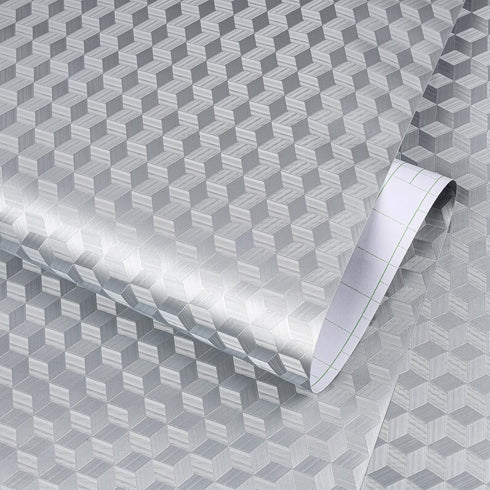 15.8inx23ft ReWallpaper Stainless Steel Backsplash Wallpaper Peel and Stick Oil Resistant Brushed Silver Contact Paper