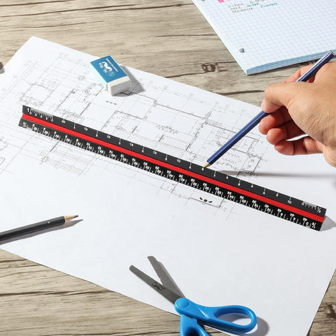 Mr. Pen- Architectural Scale Ruler, 12 Inch, 2 pcs, Black & White for Blueprints and Drafting