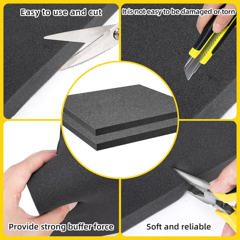 4 Pcs Polyurethane Foam Sheet, 16 x 12 x 1 Inch Cuttable Foam Inserts for Toolbox and Crafts Storage