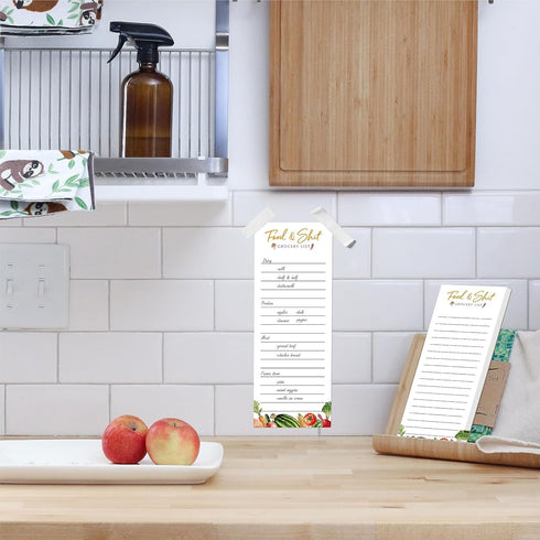 Hebayy 100 Sheets Grocery List Notepad, Magnetic Food&Shit Funny Shopping List for Refrigerator (3" x 8")