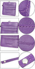 Wisdompro 2-Sided PU Leather ID Badge Holder with Zip, 1 ID Window, 4 Card Slots, 20 Inch Lanyard Strap - Purple