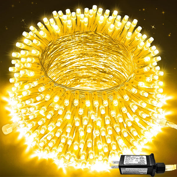 JMEXSUSS Connectable Warm White Christmas Lights Indoor Outdoor, 91.5ft 250 LED Christmas