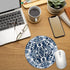 BILLAION 7.9x7.9 Inch Vintage Navy Blue and White Floral Mouse Pad for Desk, Classical Baroque Art Nouveau Flower