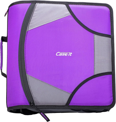 Case it King Size Mighty Zip Tab Binder, 3 Rings, 4" Capacity, 11 X 8.5, Purple
