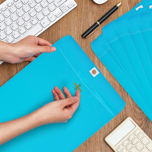 Geyee 100 Pcs Clasp Envelopes, Manilla Gummed Mailing Envelopes for Storing or Mailing, Lake Blue, 9 x 12 Inch
