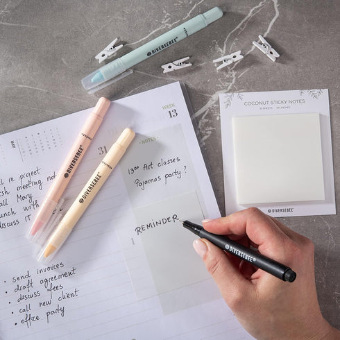 DiverseBee 50 Sheets Pastel Transparent Sticky Notes, 3x3” Clear Sticky Tabs, Translucent Page Flags, Planner