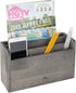 MyGift Rustic Gray Solid Wood Office Desk Organizer, 5 Slot Wooden Mail Sorter with Pull Out Drawer