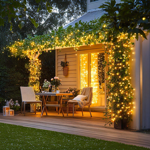 500 173ft 8 JMEXSUSS LED Christmas Lights Outdoor, Warm White Christmas Tree Lights, Modes Plug in Twinkle String Light