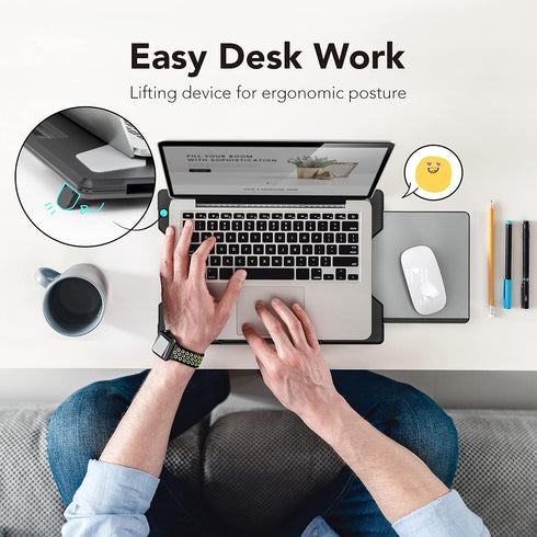 EHO Portable Laptop Pad for Your Lap, Lightweight with Foldable Stopper and Retractable Mouse Pad Tray