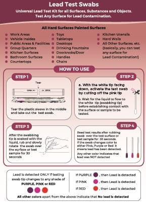 (100 Lead Test Kit for Home Use - New and Improved Lab Grade Lead Tesing Swabs for Testing Lead on All Hard Surfaces