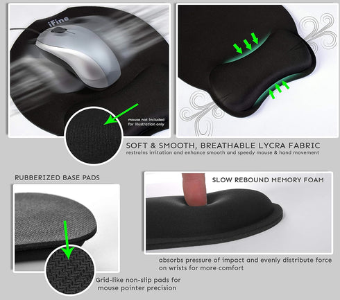 iFine Upgrade Enlarged Superfine Fiber Memory Foam Ergonomic Mouse Pad & Keyboard Wrist Rest for Desktop, Laptop