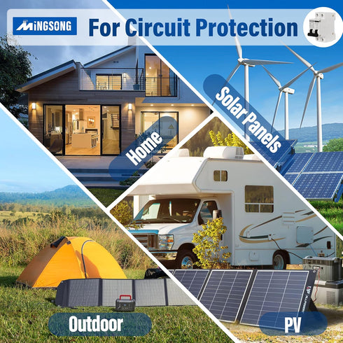 DC Solar Panels Disconnect Switch 32 Amp AC Solar Shut Off Switch 12V-400V 2 Poles Small Miniature Circuit Breaker for Solar PV Homes, AC 110V DIN Rail MCB