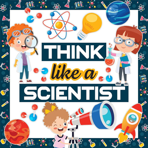Decorably 48 Pcs Science Bulletin Board Sets with Borders - Science Classroom Decorations for Middle School, Think Like