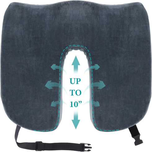 HxLmn Tailbone Pain Relief Office Chair Cushion 10-Inch Extended U-Cutout,Large-18"x16"x3",Coccyx,Sciatica Pain Relief Memory