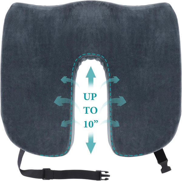 HxLmn Tailbone Pain Relief Office Chair Cushion 10-Inch Extended U-Cutout,Large-18"x16"x3",Coccyx,Sciatica Pain Relief Memory