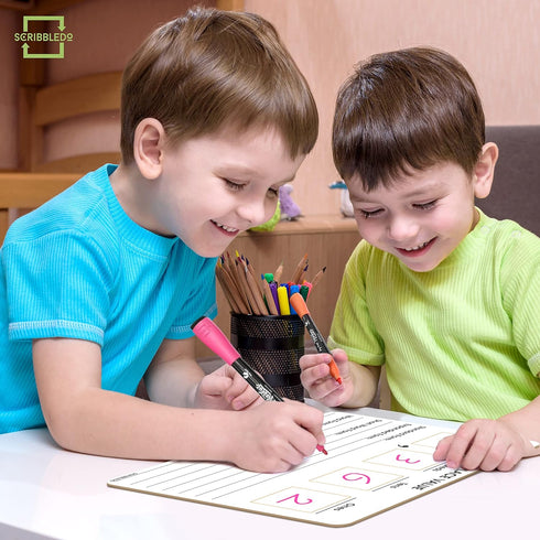 SCRIBBLEDO Place Value Board 9" x 12", Double Sided Dry Erase Boards for Teaching Place Values in Math