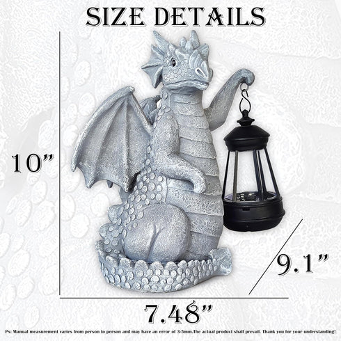 VIOYOUNS Solar Garden Decor Dragon Statues with Solar Lantern,Dragon Figurine Lights Outdoor Decorations for Yard Lawn