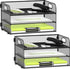 Daltack 3-Tier Paper Organizer with Handle, Mesh Desk Organizer Letter Tray, File Organizer for A4 File Folder, Black 2
