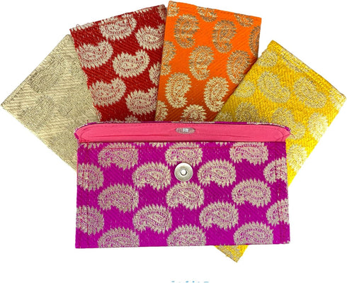 Pack Of 5 Money Brocade Fabric Envelopes | Shagun Lifafa Gift Card Holder | Wedding Gifts