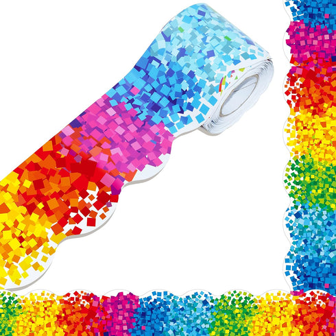 ERKE 60 Feet Bulletin Board Borders, Confetti Scalloped Rolled Border Trim for School, Classroom & Office Decoration