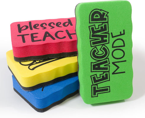 Magnetic Whiteboard Dry Eraser 4-Pack for Teachers, Cute Colorful Must Haves for Back to School Classroom Essentials