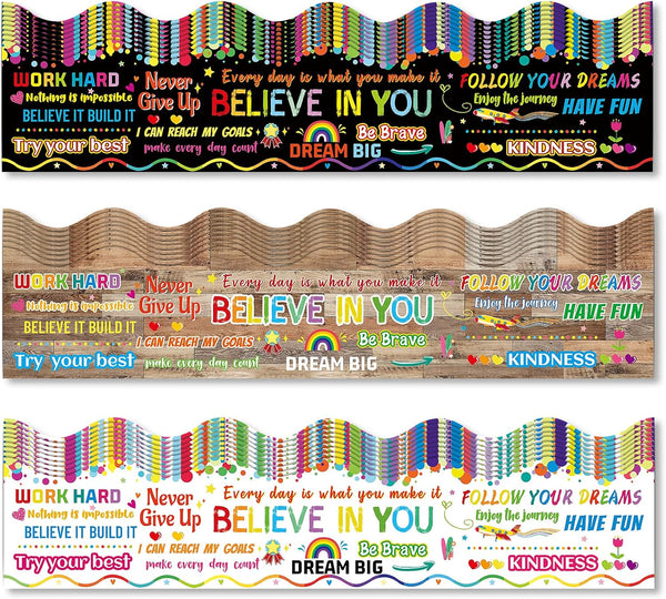 Inspirational Quotes Bulletin Board Borders Trim, Motivational Classroom Decorations for Bulletin Board (59 FT in