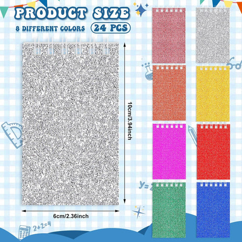 Mini Notepads for Kids Party Favors Small Prism Spiral Notepads 3.9 x 2.4 Inch Glitter Mini Notebooks Assorted Colors Memo Pads for Birthday Gift Classroom Rewards, 20 Pages Each (48 Pcs)
