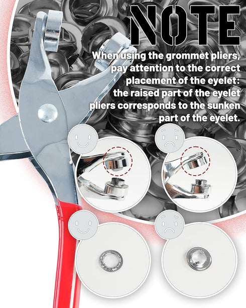 150Pcs Grommet Tool Kit, Leather Hole Punch Pliers with 150 Silver Metal Eyelets for Shoes, Fabric, Belts