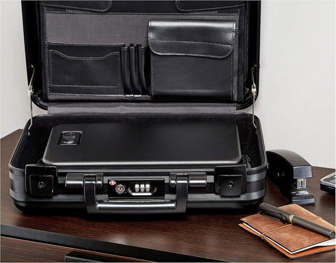 Amazon Basics Portable Security Case Lock Box Safe with Combination Lock for Documents, Valuables and Personal Items