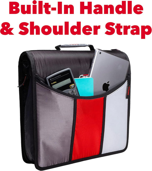 Case-it The Mighty Zip Tab Zipper Binder - 3 Inch O-Rings, 5 Color Tab Expanding File Folder, 600 Sheet Capacity