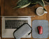 Travel Mouse Case Electronics Organizer Bag, Pouch with Extra Rolled Up Travel Mouse Pad, Solid Black
