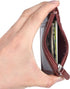 Wisdompro Badge Holder with Zip - 2-Sided Vertical PU Leather ID Holder with 1 ID Window, 4 Card Slots, Brown