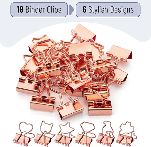 Mr. Pen- Cute Binder Clips, 18 pcs, 6 Styles, Binder Clips Medium, Small Binder Clips, Clips Office Supplies, Cute Paper Clips, Binder Clips Small, Binder Clip, Mini Clips, Small Binder Clips 3/4 Inch by Mr. Pen