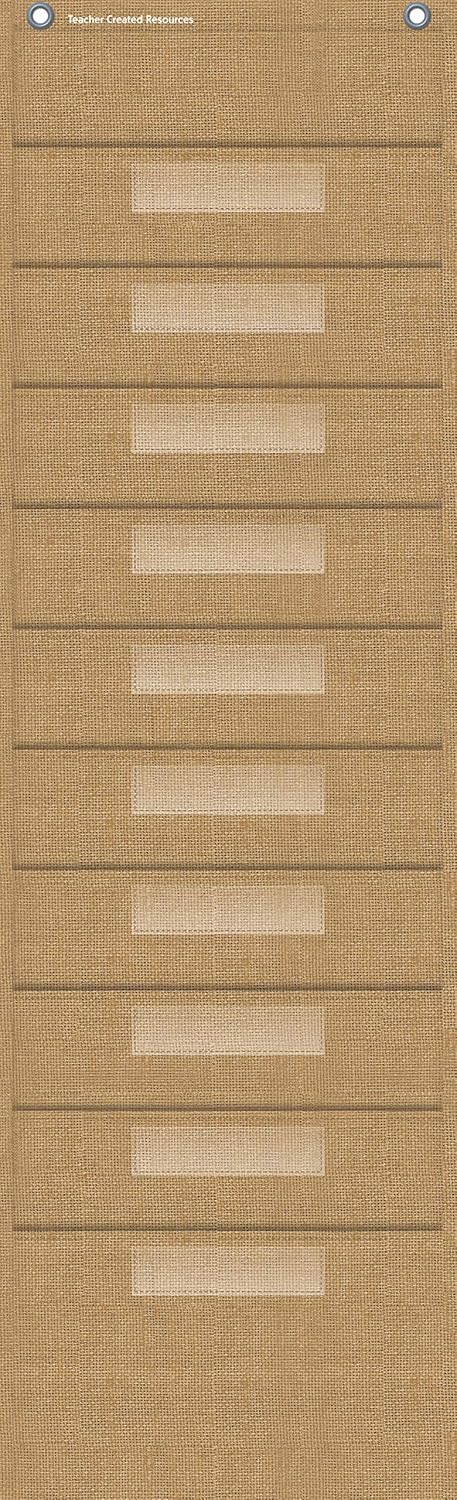 Teacher Created Resources Burlap 10 Pocket File Storage Pocket Chart, 14" x 58"